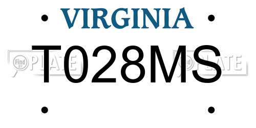 T028MS Virginia License Plate
