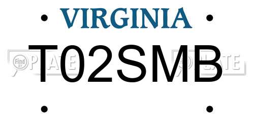 T02SMB Virginia License Plate