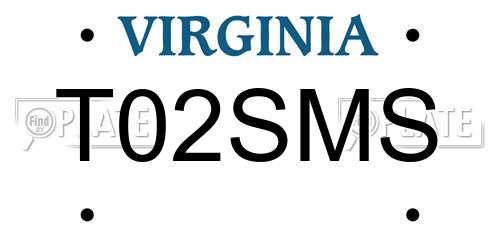 T02SMS Virginia License Plate