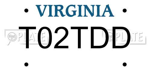 T02TDD Virginia License Plate