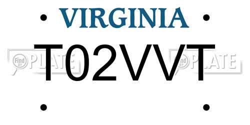 T02VVT Virginia License Plate
