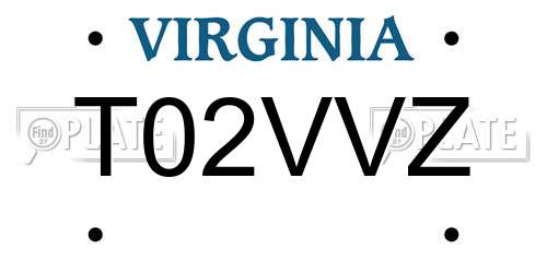 T02VVZ Virginia License Plate