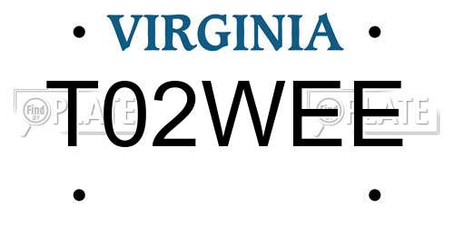 T02WEE Virginia License Plate