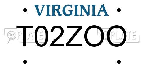 T02ZOO Virginia License Plate