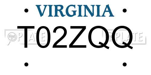 T02ZQQ Virginia License Plate