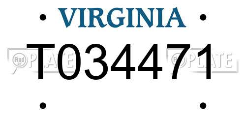 T034471 Virginia License Plate