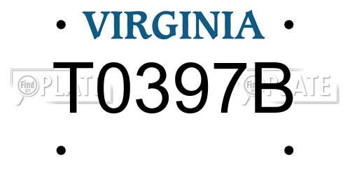 T0397B Virginia License Plate