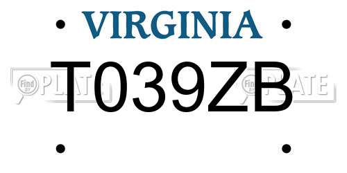 T039ZB Virginia License Plate