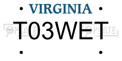 T03WET Virginia License Plate