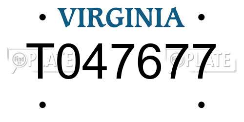 T047677 Virginia License Plate