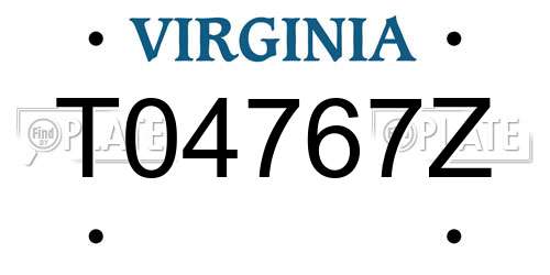 T04767Z Virginia License Plate