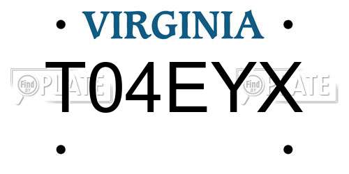 T04EYX Virginia License Plate