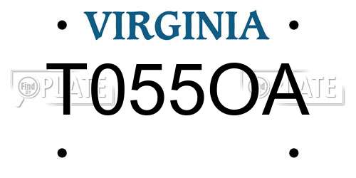 T055OA Virginia License Plate