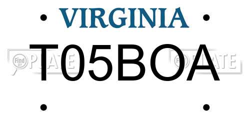 T05BOA Virginia License Plate
