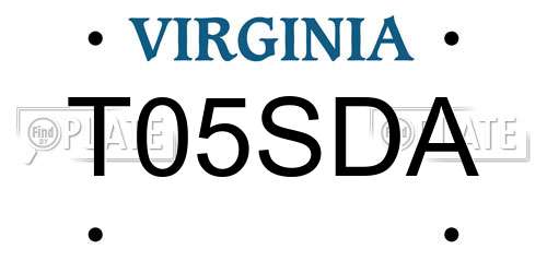 T05SDA Virginia License Plate