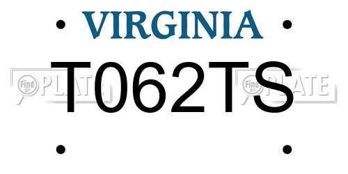 T062TS Virginia License Plate