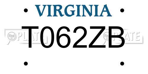 T062ZB Virginia License Plate