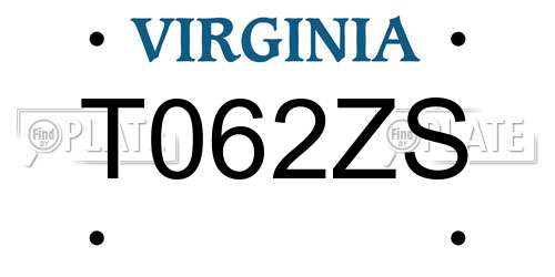 T062ZS Virginia License Plate