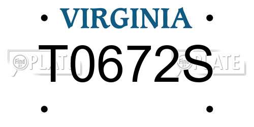 T0672S Virginia License Plate