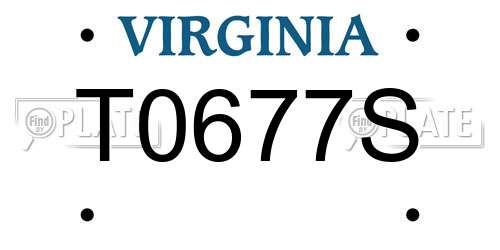 T0677S Virginia License Plate