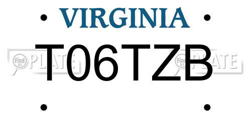 T06TZB Virginia License Plate