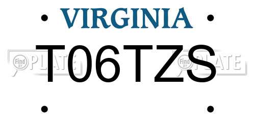 T06TZS Virginia License Plate