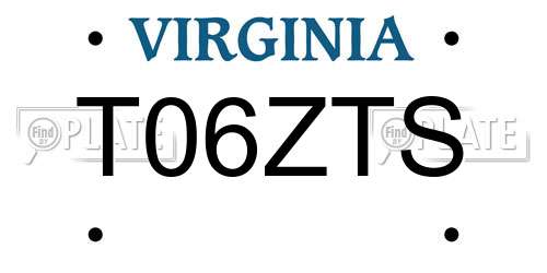 T06ZTS Virginia License Plate