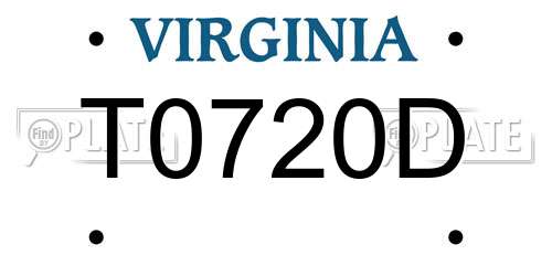T0720D Virginia License Plate