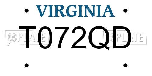 T072QD Virginia License Plate