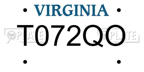 T072QO Virginia License Plate