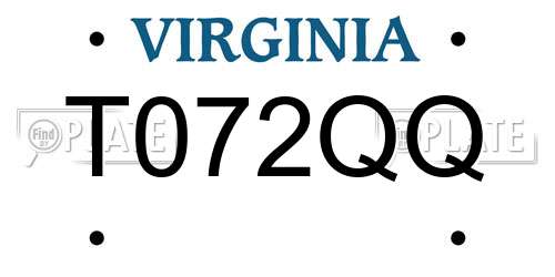 T072QQ Virginia License Plate