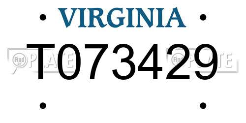T073429 Virginia License Plate