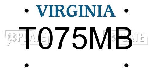 T075MB Virginia License Plate