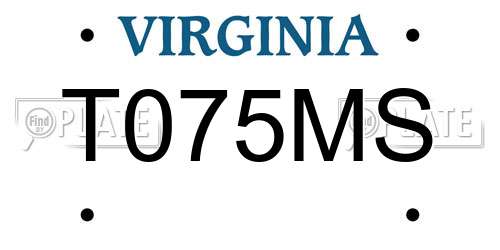 T075MS Virginia License Plate