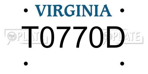 T0770D Virginia License Plate