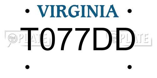 T077DD Virginia License Plate
