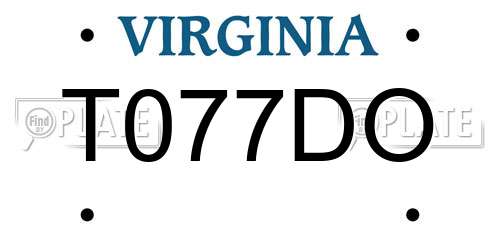 T077DO Virginia License Plate