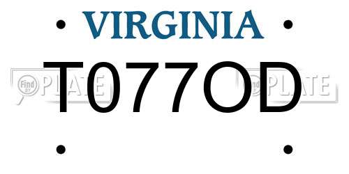 T077OD Virginia License Plate