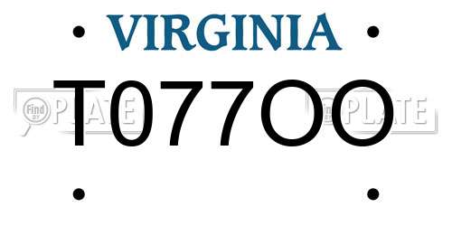 T077OO Virginia License Plate