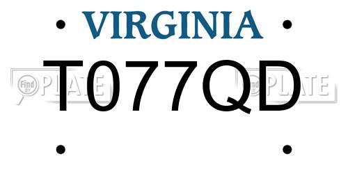 T077QD Virginia License Plate