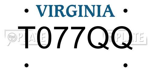 T077QQ Virginia License Plate