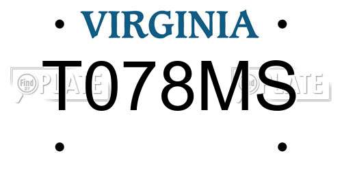T078MS Virginia License Plate