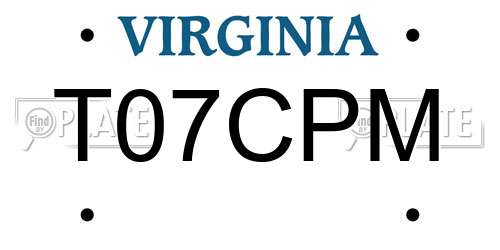 T07CPM Virginia License Plate