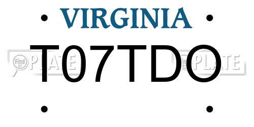 T07TDO Virginia License Plate
