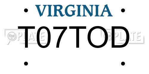 T07TOD Virginia License Plate
