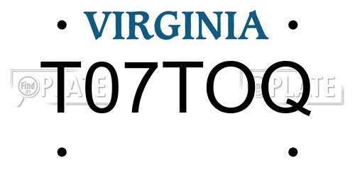 T07TOQ Virginia License Plate