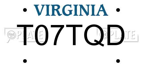 T07TQD Virginia License Plate