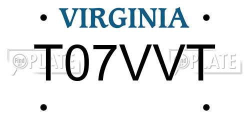 T07VVT Virginia License Plate