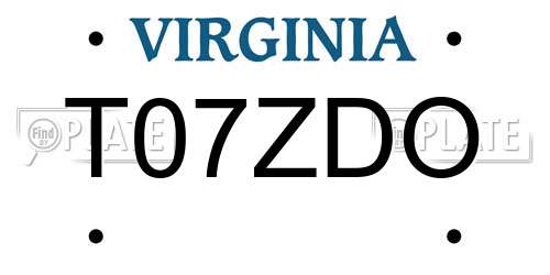 T07ZDO Virginia License Plate