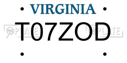 T07ZOD Virginia License Plate